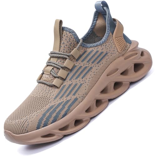 Ouoruee Sneaker Halloween Schädel Schuhe Sportschuhe Laufschuhe Turnschuhe Walkingschuhe Deman Herren rutschfest Atmungsakti Leichte Beige 43 EU von Ouoruee