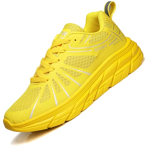 Ouoruee Sneaker Schuhe Sportschuhe Laufschuhe Turnschuhe Walkingschuhe Deman Herren rutschfest Atmungsakti Leichte Gelb 40 EU von Ouoruee