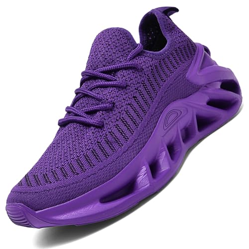 Ouoruee Sneaker Schuhe Sportschuhe Laufschuhe Turnschuhe Walkingschuhe Deman Herren rutschfest Atmungsakti Leichte Lila 44 EU von Ouoruee