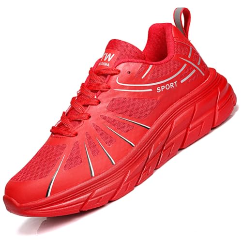 Ouoruee Sneaker Schuhe Sportschuhe Laufschuhe Turnschuhe Walkingschuhe Deman Herren rutschfest Atmungsakti Leichte Rot 41 EU von Ouoruee