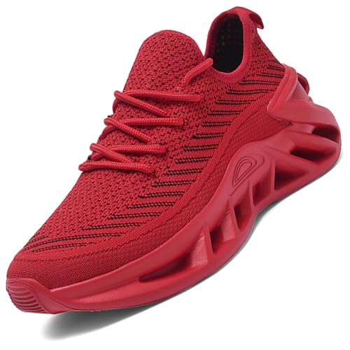 Ouoruee Sneaker Schuhe Sportschuhe Laufschuhe Turnschuhe Walkingschuhe Deman Herren rutschfest Atmungsakti Leichte Rot 43 EU von Ouoruee