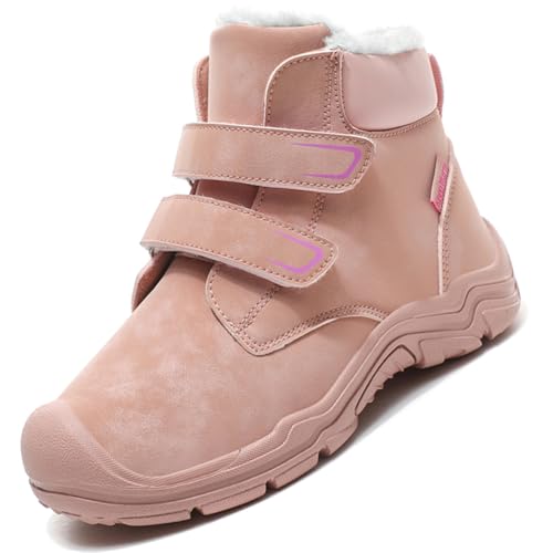 Ouoruee Winterschuhe Kinder Mid Schneestiefel Gefütterte Warm Winterstiefel Trekking Baumwollschuhe Rosa EU 33 von Ouoruee