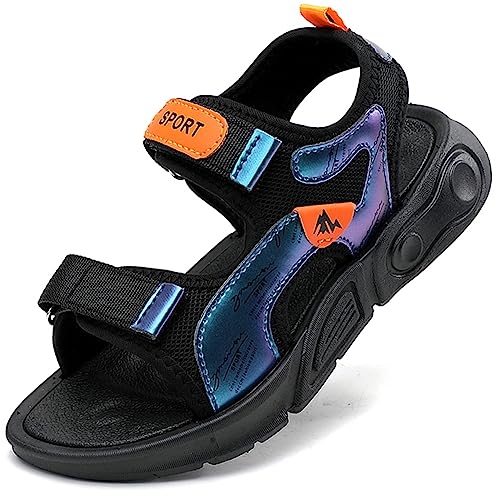 Sandalen Kinder Sommer Jungen Mädchen Outdoor Sport Sandalette Schuhe Offene Zehe Klettverschluss Strand Wandersandalen, 35EU von Ouoruee