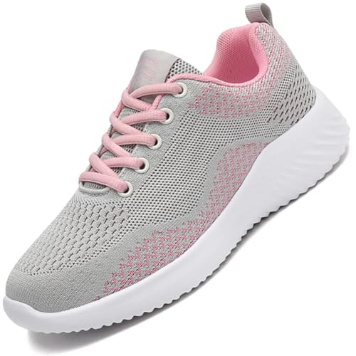 Sneaker Damen Turnschuhe Laufschuhe Sportschuhe Joggingschuhe Running Schuhe Walkingschuhe Outdoor Straßenlaufschuhe Atmungsaktiv GRosa 40 EU von Ouoruee