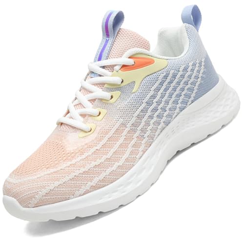 Sneaker Damen Turnschuhe Laufschuhe Sportschuhe Joggingschuhe Running Schuhe Walkingschuhe Outdoor Straßenlaufschuhe Atmungsaktiv Rosa 37 EU von Ouoruee