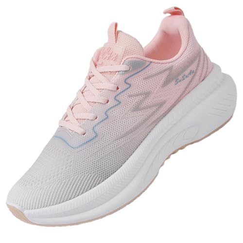 Sneaker Damen Turnschuhe Laufschuhe Sportschuhe Joggingschuhe Running Schuhe Walkingschuhe Outdoor Straßenlaufschuhe Atmungsaktiv Rosa 39 EU von Ouoruee