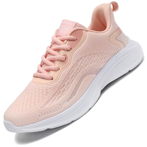 Sneaker Damen Turnschuhe Laufschuhe Sportschuhe Joggingschuhe Running Schuhe Walkingschuhe Outdoor Straßenlaufschuhe Atmungsaktiv Rosa 40 EU von Ouoruee
