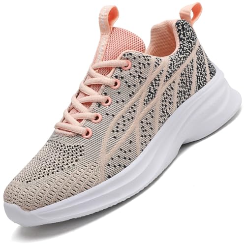 Sneaker Damen Turnschuhe Laufschuhe Sportschuhe Joggingschuhe Running Schuhe Walkingschuhe Outdoor Straßenlaufschuhe Atmungsaktiv Rosa 40 EU von Ouoruee