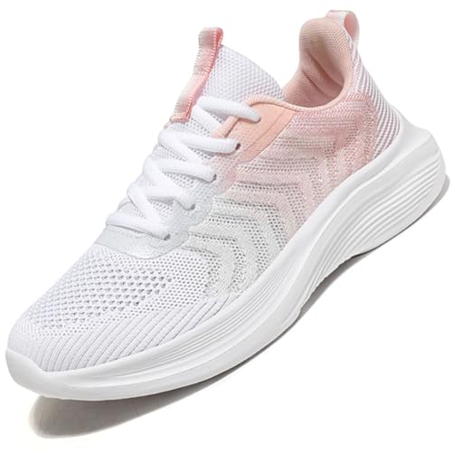 Sneaker Damen Turnschuhe Laufschuhe Sportschuhe Joggingschuhe Running Schuhe Walkingschuhe Outdoor Straßenlaufschuhe Atmungsaktiv Rosa 41 EU von Ouoruee