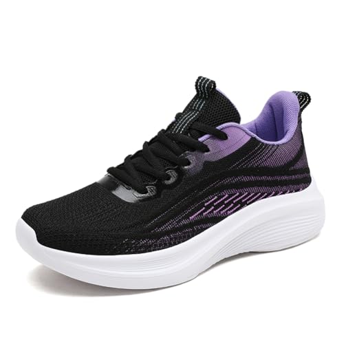 Sneaker Damen Turnschuhe Laufschuhe Sportschuhe Joggingschuhe Running Schuhe Walkingschuhe Outdoor Straßenlaufschuhe Atmungsaktiv Schwarz und Lila EU 42 von Ouoruee