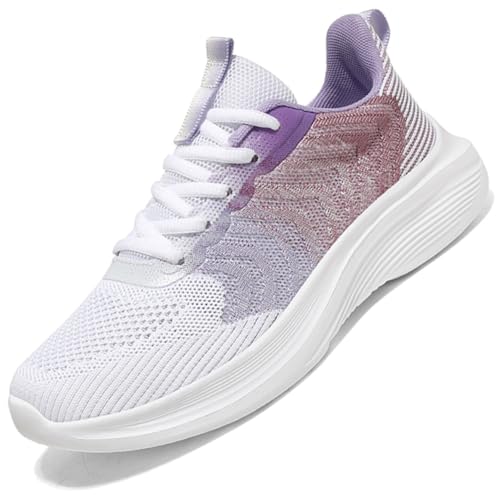 Sneaker Damen Turnschuhe Laufschuhe Sportschuhe Joggingschuhe Running Schuhe Walkingschuhe Outdoor Straßenlaufschuhe Atmungsaktiv WLila 35 EU von Ouoruee