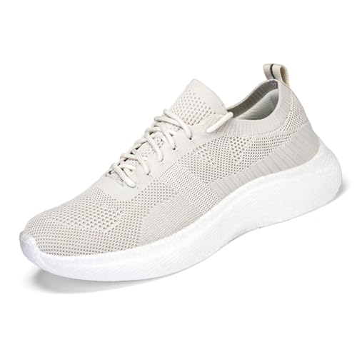 Sneaker Herren Damen Turnschuhe Laufschuhe Sportschuhe Joggingschuhe Running Schuhe Walkingschuhe Outdoor Straßenlaufschuhe Luftpolster Atmungsaktiv Beige EU 38 von Ouoruee