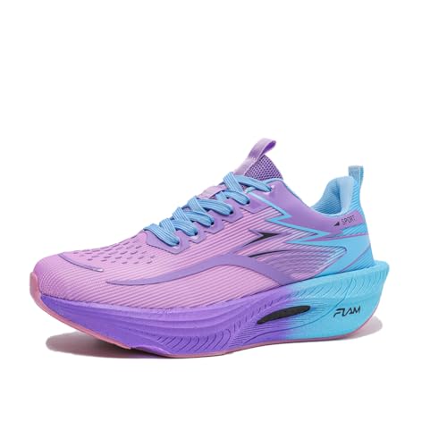 Sneaker Herren Damen Turnschuhe Laufschuhe Sportschuhe Joggingschuhe Running Schuhe Walkingschuhe Outdoor Straßenlaufschuhe Luftpolster Atmungsaktiv Blau-Lila EU 43 von Ouoruee