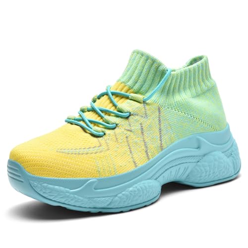 Sneaker Herren Damen Turnschuhe Laufschuhe Sportschuhe Joggingschuhe Running Schuhe Walkingschuhe Outdoor Straßenlaufschuhe Luftpolster Atmungsaktiv Gelb EU 36 von Ouoruee