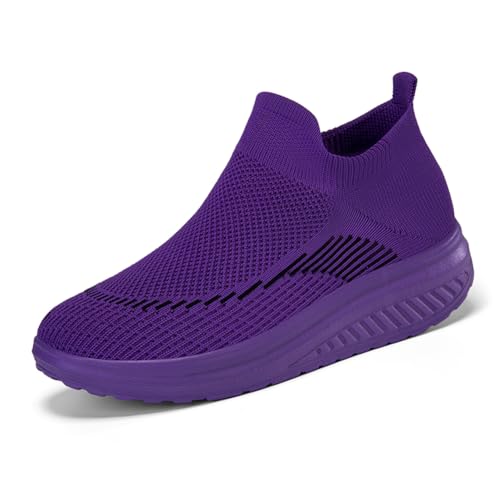 Sneaker Herren Damen Turnschuhe Laufschuhe Sportschuhe Joggingschuhe Running Schuhe Walkingschuhe Outdoor Straßenlaufschuhe Luftpolster Atmungsaktiv Lila EU 41 von Ouoruee