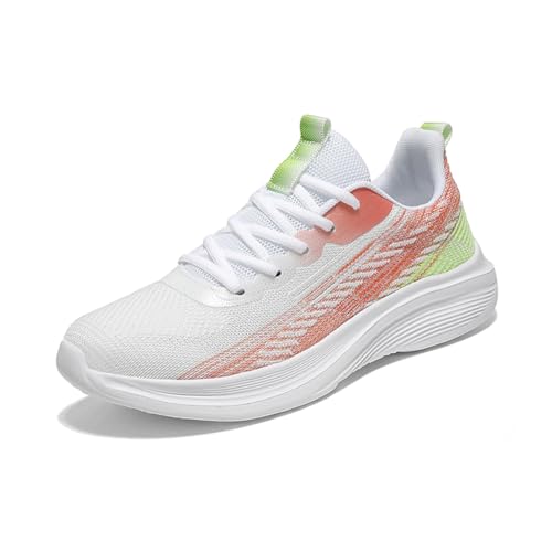 Sneaker Herren Damen Turnschuhe Laufschuhe Sportschuhe Joggingschuhe Running Schuhe Walkingschuhe Outdoor Straßenlaufschuhe Luftpolster Atmungsaktiv Orange-Grün EU 40 von Ouoruee