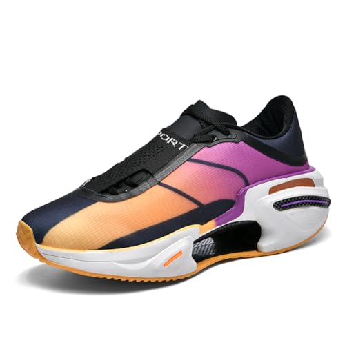Sneaker Herren Damen Turnschuhe Laufschuhe Sportschuhe Joggingschuhe Running Schuhe Walkingschuhe Outdoor Straßenlaufschuhe Luftpolster Atmungsaktiv Orange-Schwarz EU 37 von Ouoruee