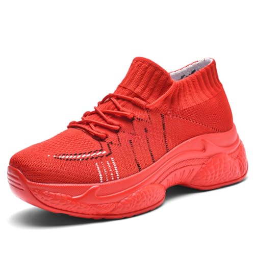 Sneaker Herren Damen Turnschuhe Laufschuhe Sportschuhe Joggingschuhe Running Schuhe Walkingschuhe Outdoor Straßenlaufschuhe Luftpolster Atmungsaktiv Rot EU 40 von Ouoruee