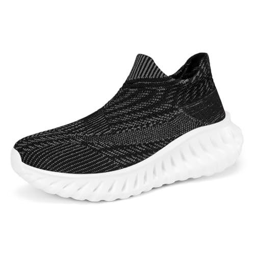 Sneaker Herren Damen Turnschuhe Laufschuhe Sportschuhe Joggingschuhe Running Schuhe Walkingschuhe Outdoor Straßenlaufschuhe Luftpolster Atmungsaktiv Schwarz und Weiß EU 44 von Ouoruee