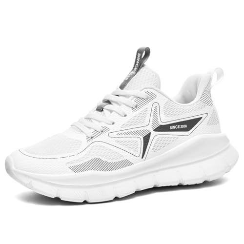 Sneaker Herren Damen Turnschuhe Laufschuhe Sportschuhe Joggingschuhe Running Schuhe Walkingschuhe Outdoor Straßenlaufschuhe Luftpolster Atmungsaktiv Weiß EU 37 von Ouoruee