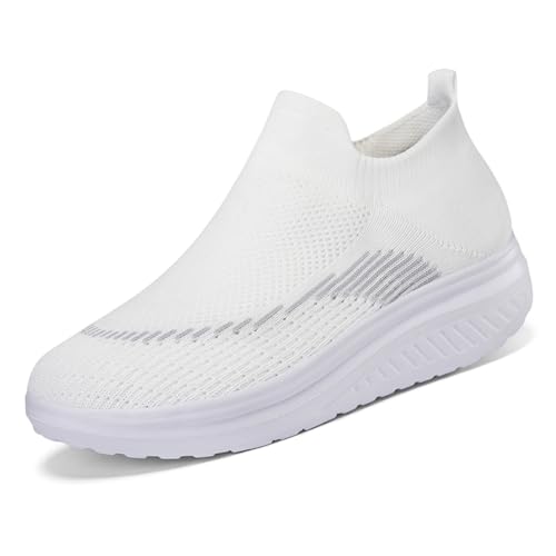 Sneaker Herren Damen Turnschuhe Laufschuhe Sportschuhe Joggingschuhe Running Schuhe Walkingschuhe Outdoor Straßenlaufschuhe Luftpolster Atmungsaktiv Weiß EU 37 von Ouoruee