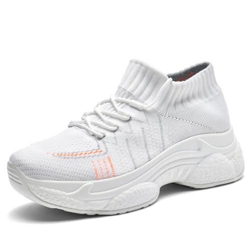 Sneaker Herren Damen Turnschuhe Laufschuhe Sportschuhe Joggingschuhe Running Schuhe Walkingschuhe Outdoor Straßenlaufschuhe Luftpolster Atmungsaktiv Weiß EU 41 von Ouoruee