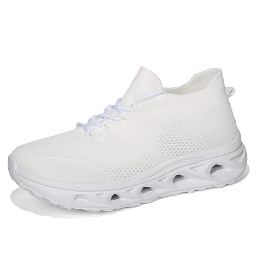 Sneaker Herren Damen Turnschuhe Laufschuhe Sportschuhe Joggingschuhe Running Schuhe Walkingschuhe Outdoor Straßenlaufschuhe Luftpolster Atmungsaktiv Weiß EU 41 von Ouoruee