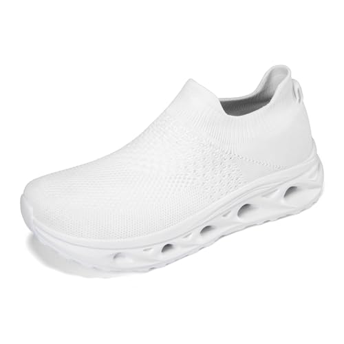 Sneaker Herren Damen Turnschuhe Laufschuhe Sportschuhe Joggingschuhe Running Schuhe Walkingschuhe Outdoor Straßenlaufschuhe Luftpolster Atmungsaktiv Weiß EU 42 von Ouoruee