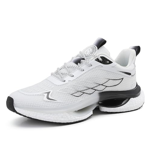 Sneaker Herren Damen Turnschuhe Laufschuhe Sportschuhe Joggingschuhe Running Schuhe Walkingschuhe Outdoor Straßenlaufschuhe Luftpolster Atmungsaktiv Weiß EU 44 von Ouoruee