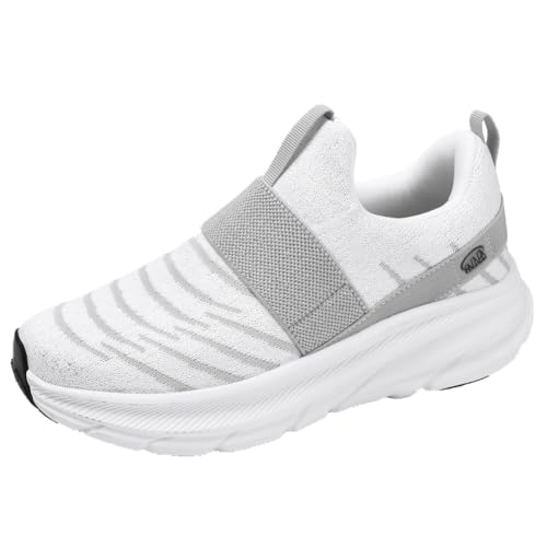 Sneaker Herren Damen Turnschuhe Laufschuhe Sportschuhe Joggingschuhe Running Schuhe Walkingschuhe Outdoor Straßenlaufschuhe Luftpolster Atmungsaktiv Weiß-Hellgrau EU 41 von Ouoruee
