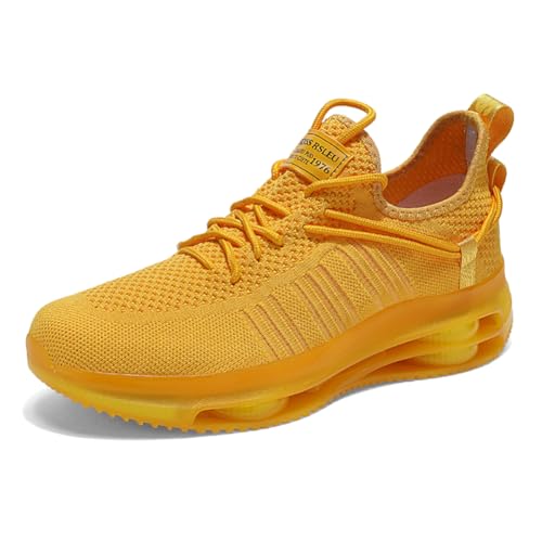 Sneaker Herren Damen Turnschuhe Laufschuhe Sportschuhe Joggingschuhe Running Schuhe Walkingschuhe Outdoor Straßenlaufschuhe Luftpolster Atmungsaktiv gelb EU 44 von Ouoruee
