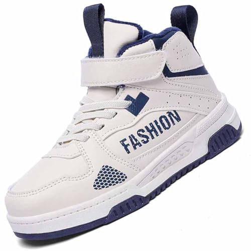 Winterschuhe Wanderschuhe Jungen Schneestiefel Jungen Trekkingschuhe Kinder Warm Wanderstiefel für Warme Gefütterte Outdoor Baumwollschuhe BWeiß EU 35 von Ouoruee