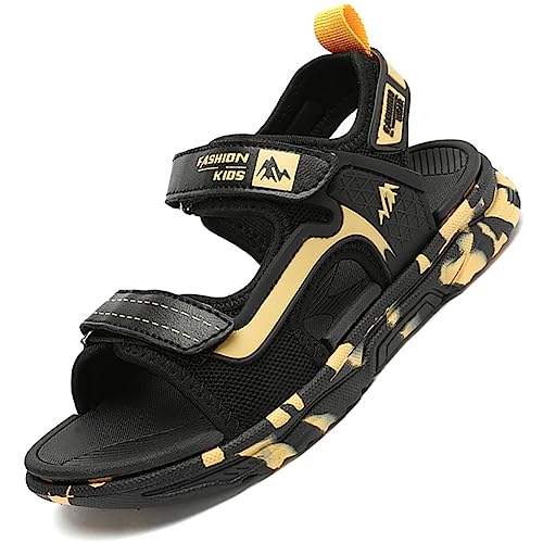 kinder Sommerschuhe sandalen für Jungen und Mädchen Outdoor Trekking,Schwarz/Gold,35 EU von Ouoruee