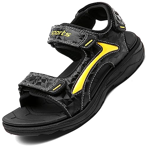 kinder Sommerschuhe sandalen für Jungen und Mädchen Outdoor Trekking,Schwarz Gelb,37 EU von Ouoruee