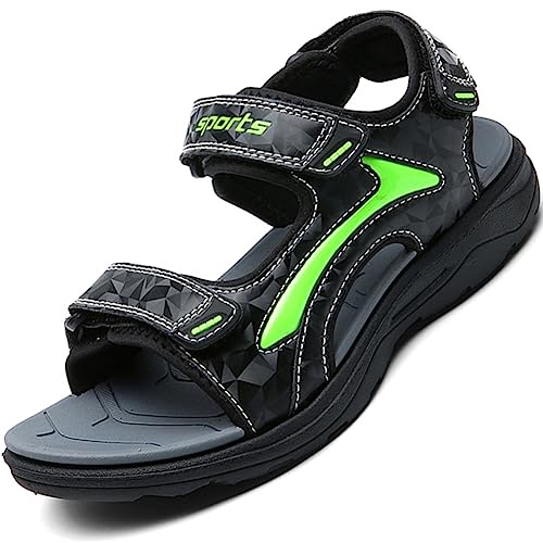 kinder Sommerschuhe sandalen für Jungen und Mädchen Outdoor Trekking,Schwarz Grün,32EU von Ouoruee