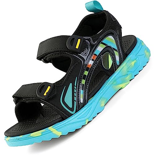 kinder Sommerschuhe sandalen für Jungen und Mädchen Outdoor Trekking,Schwarz Grün,38EU von Ouoruee