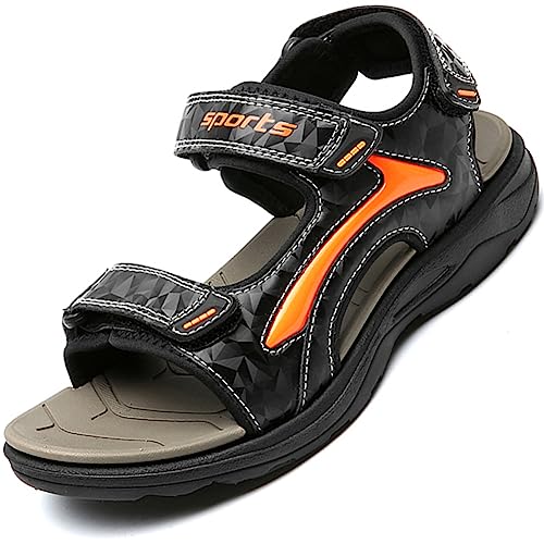 kinder Sommerschuhe sandalen für Jungen und Mädchen Outdoor Trekking,Schwarz Orange,31 EU von Ouoruee