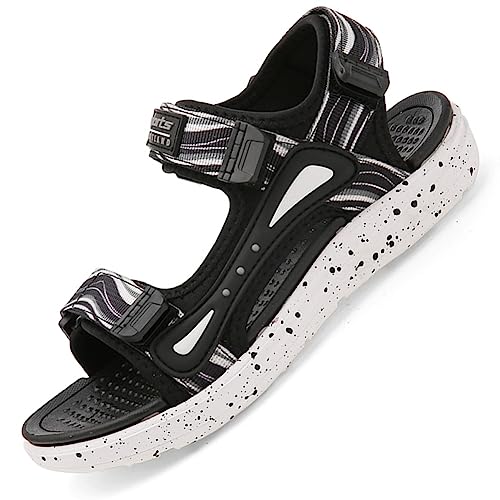 kinder Sommerschuhe sandalen für Jungen und Mädchen Outdoor Trekking,Schwarz Weiß,38EU von Ouoruee