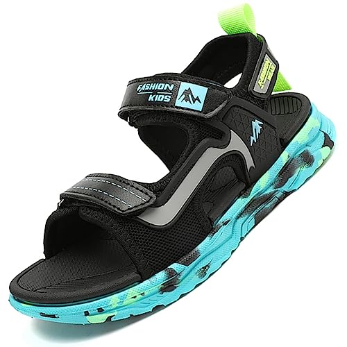 kinder Sommerschuhe sandalen für Jungen und Mädchen Outdoor Trekking,SchwarzGrün,30 EU von Ouoruee