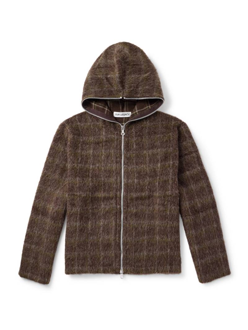 Our Legacy - Checked Brushed-Knit Zip-Up Hoodie - Men - Brown - IT 52 von Our Legacy