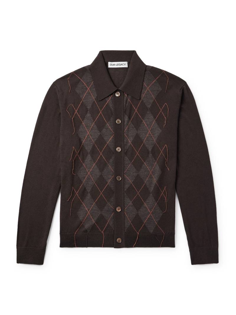 Our Legacy - Evening Argyle Wool Shirt - Men - Brown - IT 48 von Our Legacy