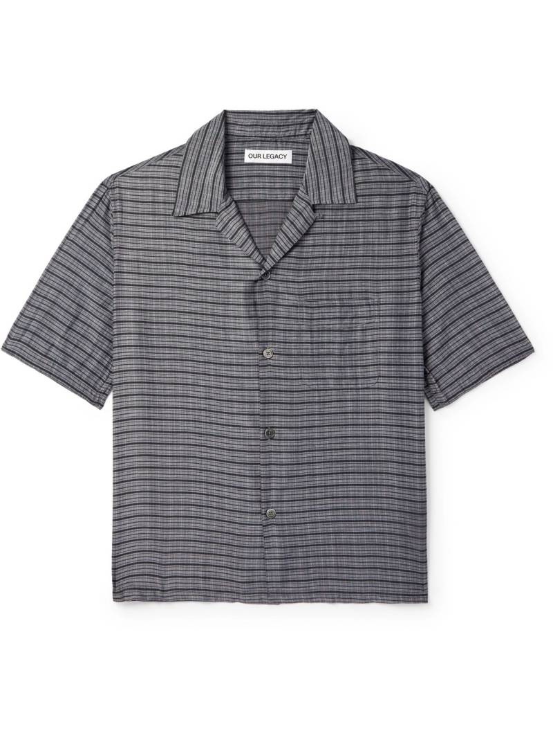 Our Legacy - Heusen Convertible-Collar Checked Cotton and Silk-Blend Shirt - Men - Gray - IT 46 von Our Legacy
