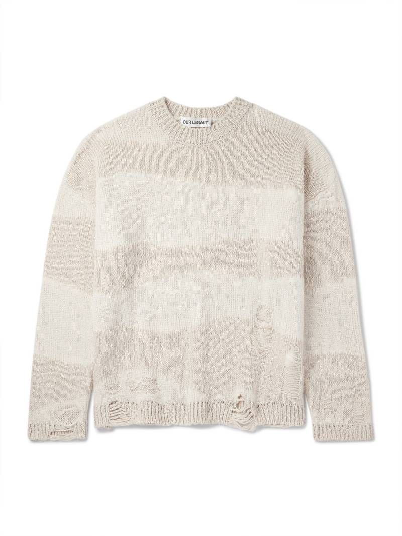 Our Legacy - Popover Distressed Striped Cotton and Linen-Blend Sweater - Men - Neutrals - IT 44 von Our Legacy