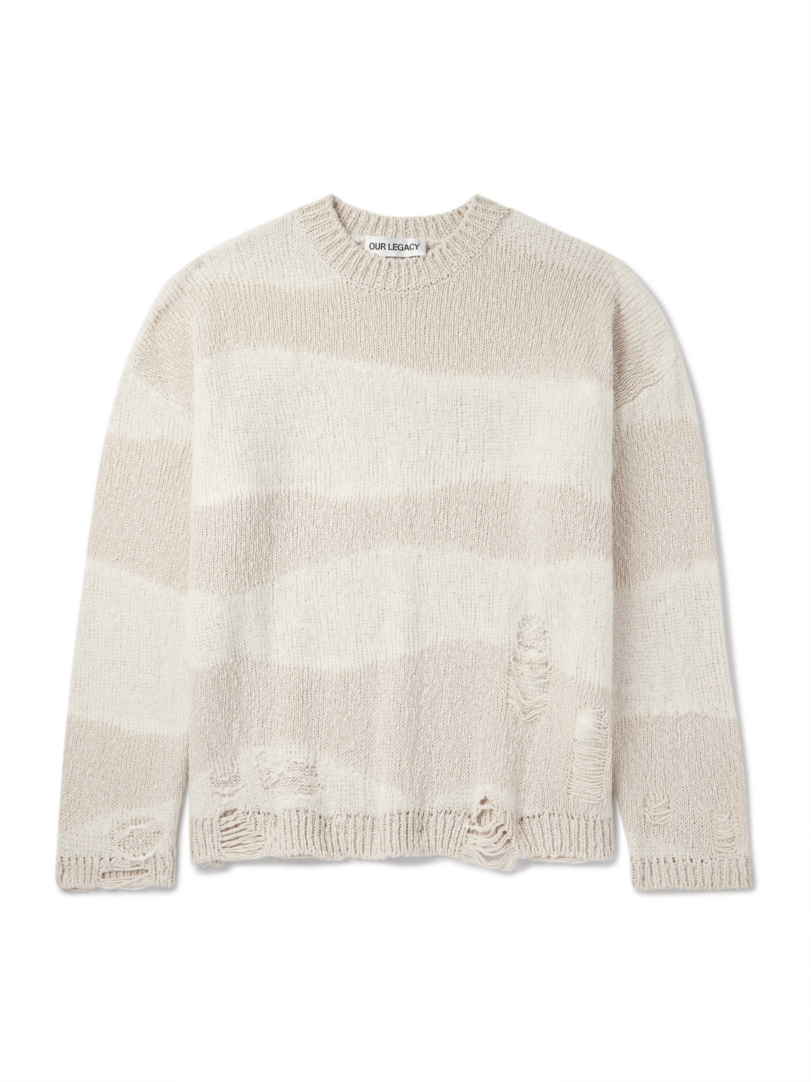 Our Legacy - Popover Distressed Striped Cotton and Linen-Blend Sweater - Men - Neutrals - IT 48 Our Legacy - Popover Distressed Striped Cotton and Linen-Blend Sweater - Men - Neutrals - IT 48 von Our Legacy