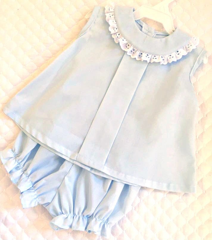 Baby Mädchen Top Und Pumphose Spitzenkragen Outfit von OurCarolineBradlee