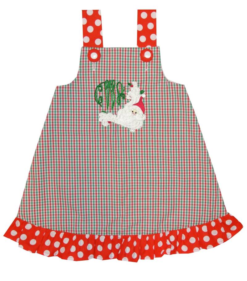 Kleid Weihnachten Vichykaro Weihnachtsmann Applikation Monogramm Kleid Weihnachten Vichykaro Weihnachtsmann Applikation Monogramm von OurCarolineBradlee
