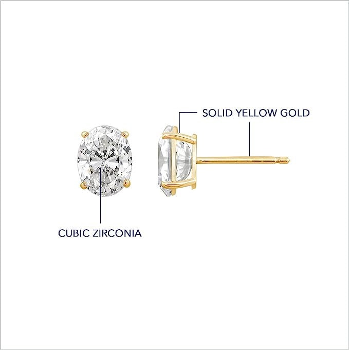 Elegante 14K Pure Gold Oval Cz Ohrstecker - Perfekt Für Den Alltag. Zart Und Funkelnd. Ein Geschenk, Das Sie Lieben Wird. Statement Stück. Mehrere von OurDiamondShoppe