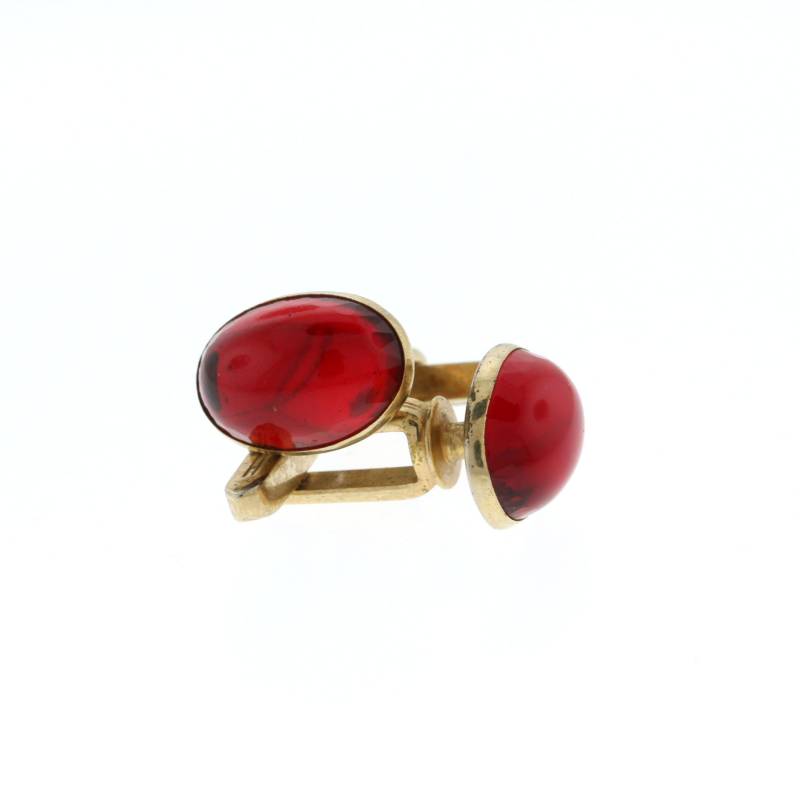 Vintage Manschettenknöpfe, Gold Ton Rubin Rot Glas Oval Bräutigam Geschenk, Beste Mann Geschenk von OurPersonalGoldsmith