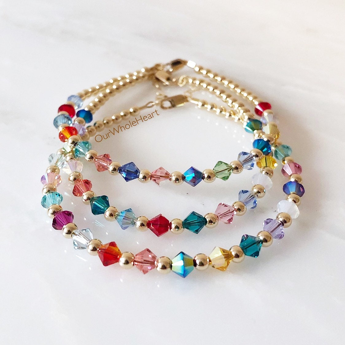 15 Steine Swarovski Perlen Armband in Sterling Silber Gold Fill Oder Rosegold Filled, Zartes Kristall Armband, Brautjungfer Geschenk Hochzeit 15 Steine Swarovski Perlen Armband in Sterling Silber Gold Fill Oder Rosegold Filled, Zartes Kristall Armband, Brautjungfer Geschenk Hochzeit von OurWholeHeart