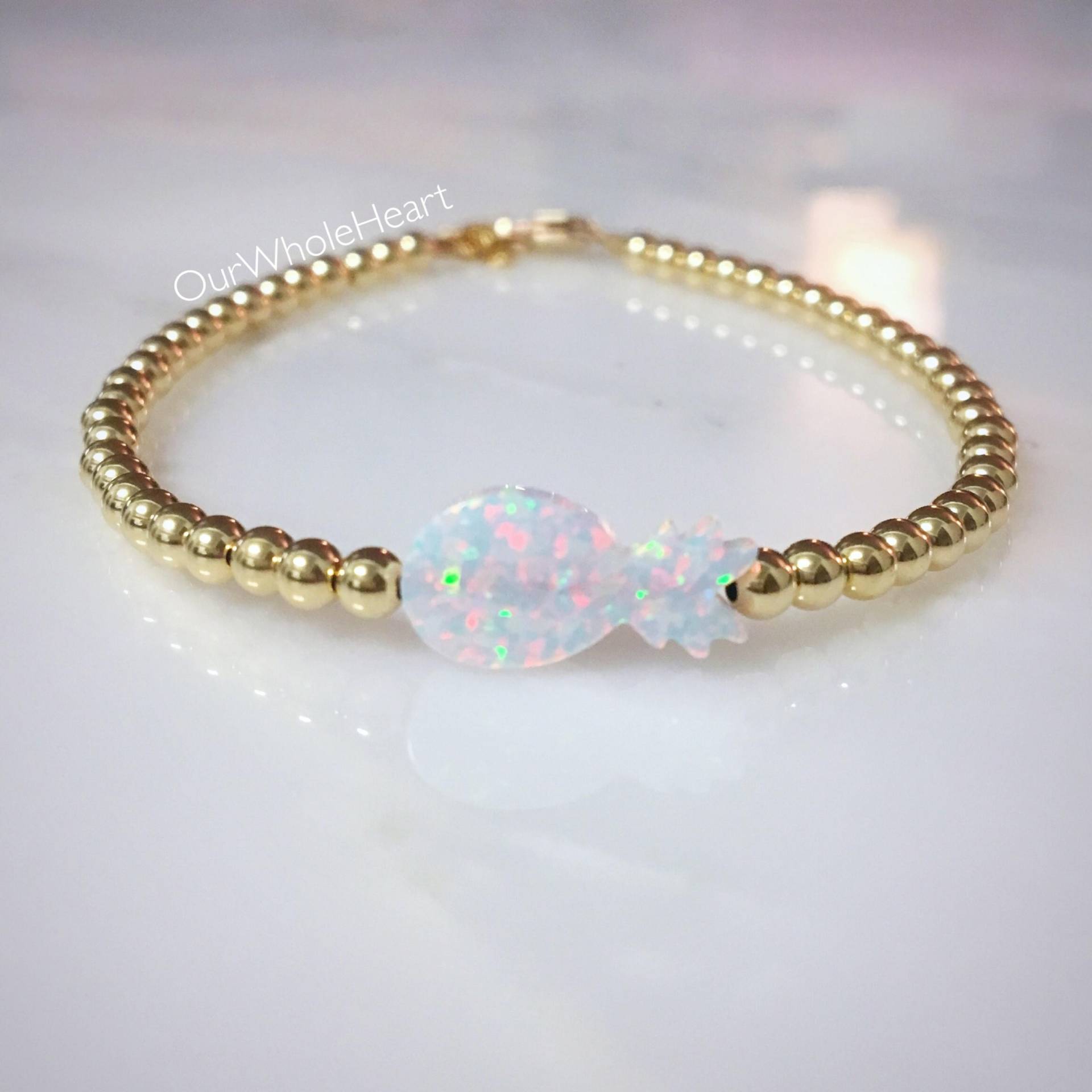 Ananas-Opal Perlen Armband in Weiß Oder Gelb Mit Sterling Silber Gefüllt Rose Gold Perlen, Ananas-Schmuck Ananas-Opal Perlen Armband in Weiß Oder Gelb Mit Sterling Silber Gefüllt Rose Gold Perlen, Ananas-Schmuck von OurWholeHeart